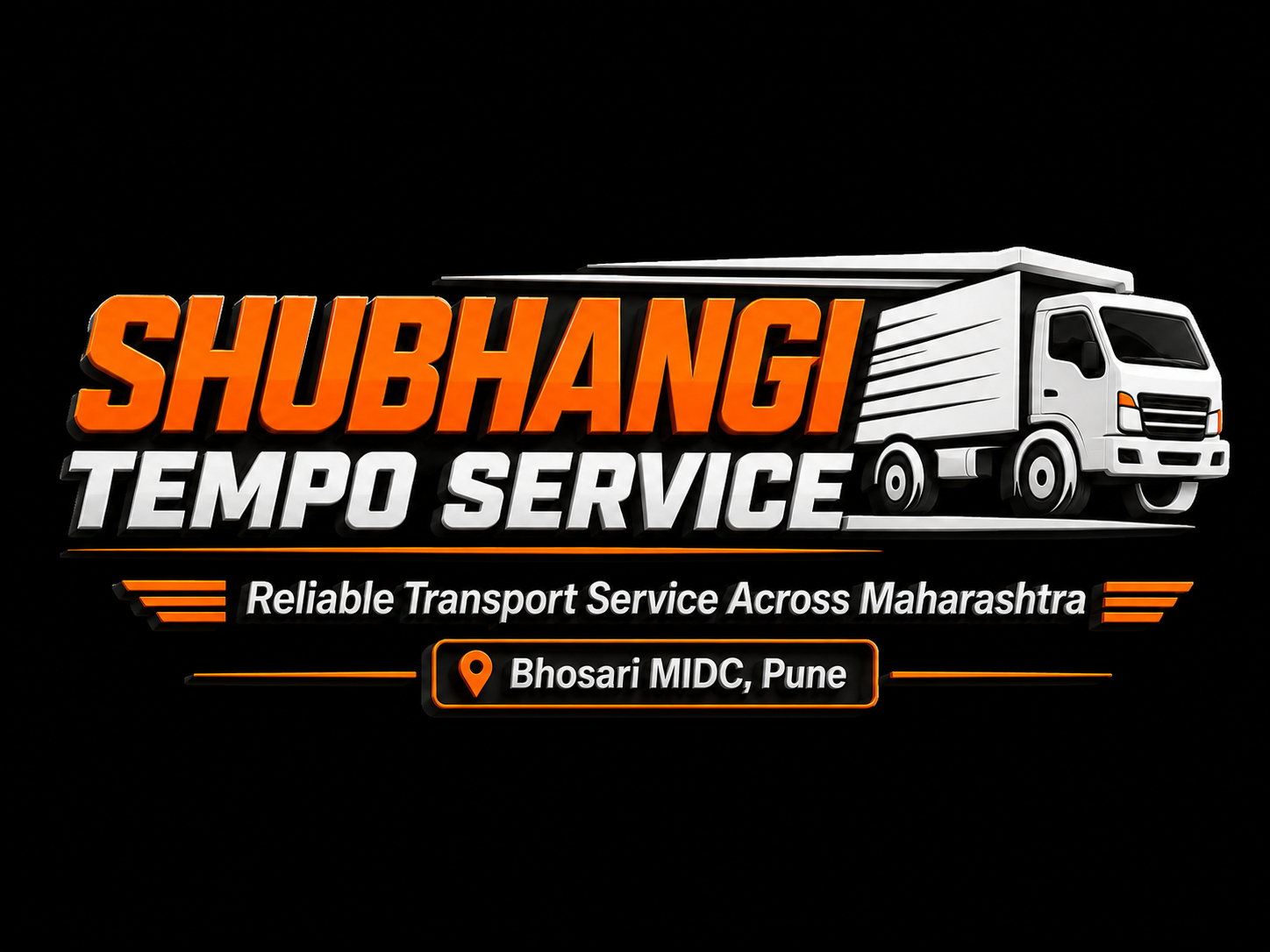 Shubhangi Tempo Service brand identity with truck mark and Maharashtra transport tagline