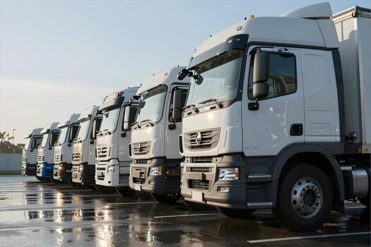Customer-supplied image of commercial trucks ready for transport work